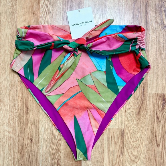 Mara Hoffman Other - Mara Hoffman Goldie High Waisted Bikini Bottom XL NWT Pink Multi